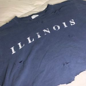 Illinois Cropped Distressed Tee